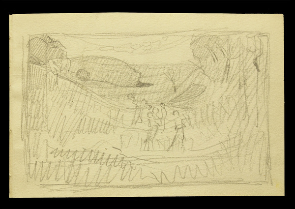 Paysage de campagne et ronde d'enfants