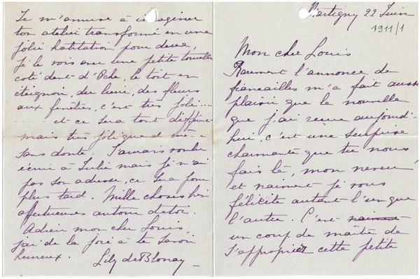 Lettre de Lily de Blonay à Louis