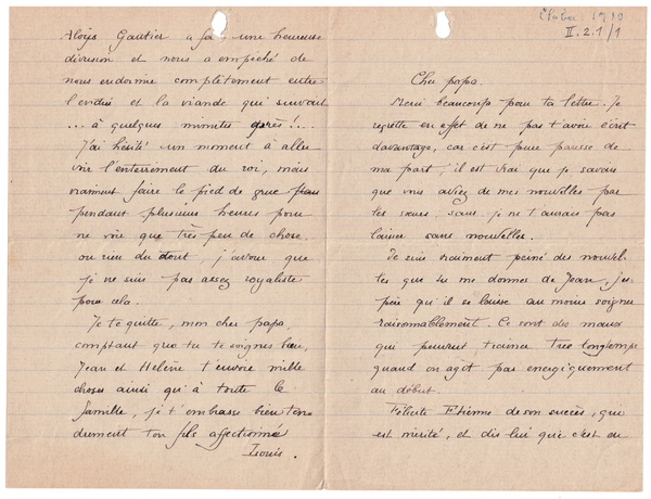 Lettre de Louis Rivier à son père